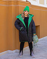 Женская зимняя двусторонняя стеганая куртка из плащевки большие размеры 50-60