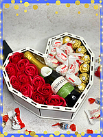 Подарочные боксы Подарок для девушки на день рождения с розами Коробка бокс подарочная с шампанским lnx