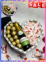 Подарочные боксы c Fererro Rocher Подарок для девушки на день рождения с шампанским Коробка бокс подарочная ln