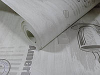 Обои виниловые супермойка "Экспрессо" арт.46.4 (эконом) для кухни, ванной, светло-серые 0,53*10 м