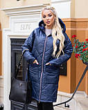 Жіноче зимове пальто плащівка синтепон 250 + рибана розміри батал, фото 5