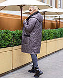Жіноче зимове пальто плащівка синтепон 250 + рибана розміри батал, фото 7