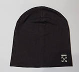 Чоловіча трикотажна шапка з патчем чорний 56-58 р., фото 5