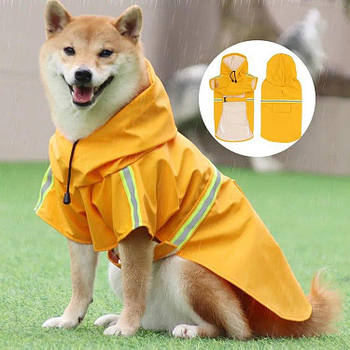 Дощовик для середніх собак з капюшоном унісекс 3XL Жовтий