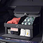 Автомобільний органайзер - саквояж двоярусний в багажник авто зі шкірозамінника Чорний, фото 2