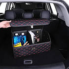 Автомобільний органайзер - саквояж у багажник з екошкіри 38 х 32 х 30 см Чорний, фото 6