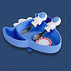 Набір посуду для підгодовування малюків 6 предметів із харчового силікону Блакитний, фото 3