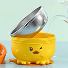 Набір посуду для малюків тарілка 2 в 1 + чашка - непроливайка Жовтий, фото 2