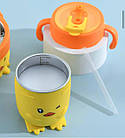 Набір посуду для малюків тарілка 2 в 1 + чашка - непроливайка Жовтий, фото 5