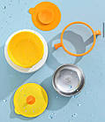 Набір посуду для малюків тарілка 2 в 1 + чашка - непроливайка Жовтий, фото 7