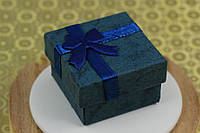 Подарункова коробочка маленька синя для кільця або сережок квадратна р 3,5 см на 3,5 см