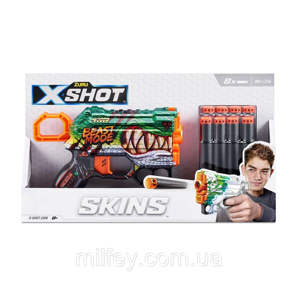 X-Shot Швидкострільний бластер Skins Menace Beast Out  (8 патронів), фото 1