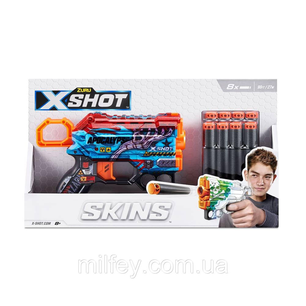 X-Shot Швидкострільний бластер Skins Menace Apocalypse  (8 патронів), фото 1