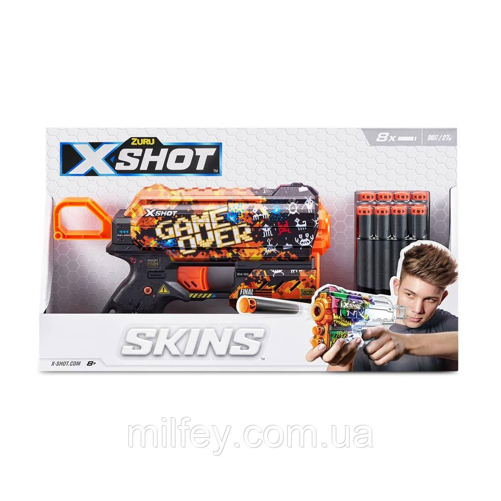 X-Shot Швидкострільний бластер Skins Flux Game Over (8 патронів) - фото 1 - id-p2022801013