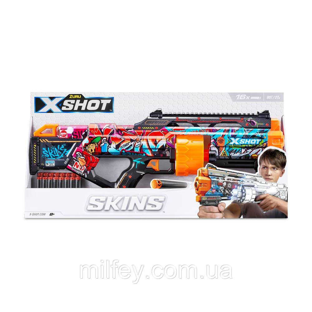 X-Shot Швидкострільний бластер Skins Last Stand Graffiti (16 патронів), фото 1