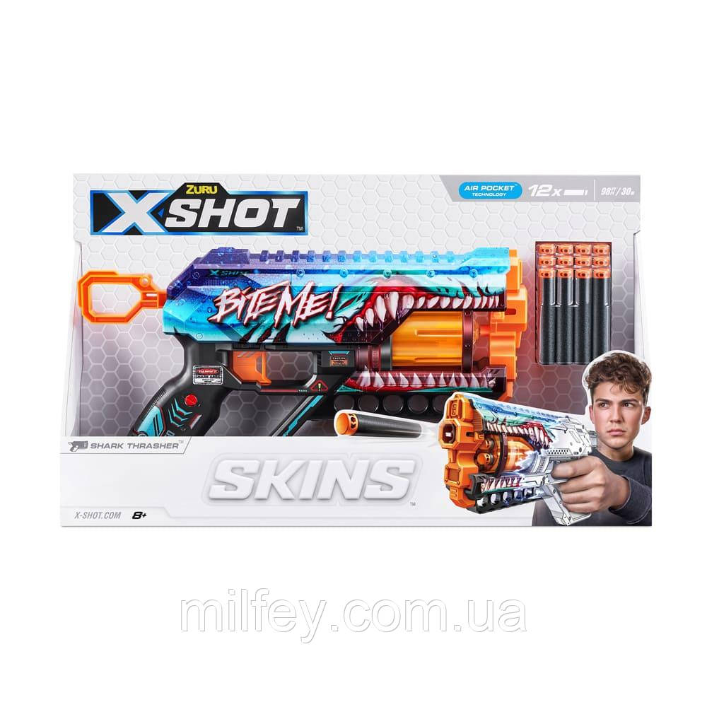 X-Shot Швидкострільний бластер Skins Griefer Shark Thrasher (12 патронів), фото 1
