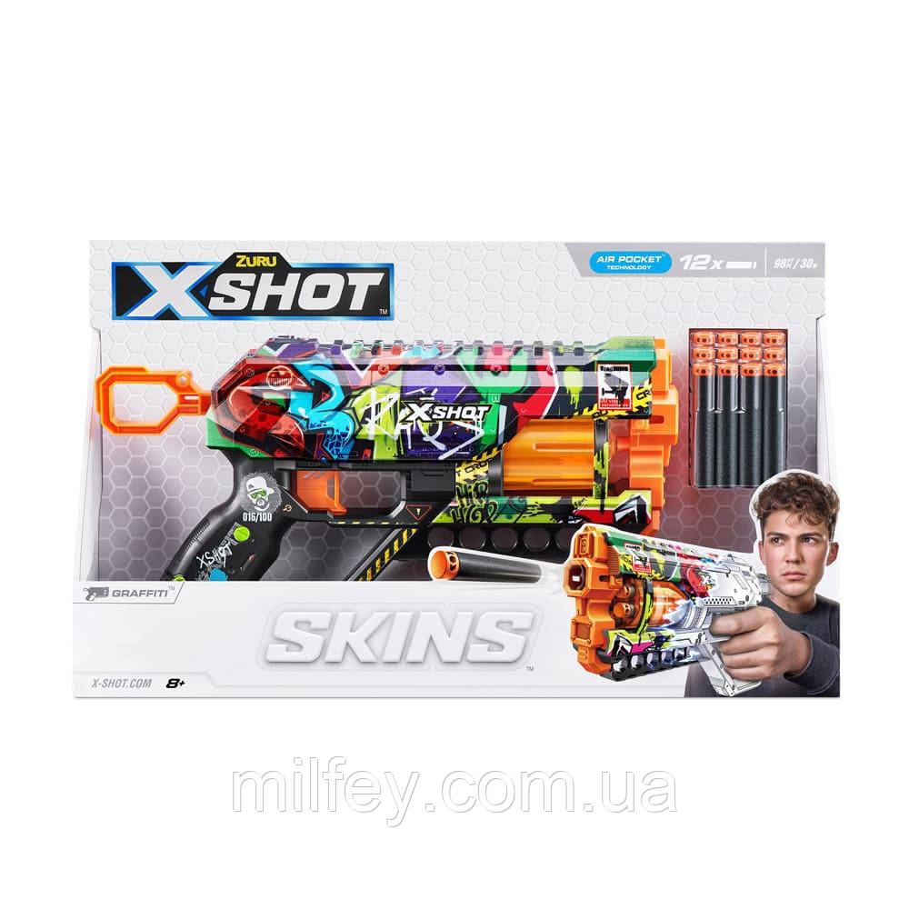 X-Shot Швидкострільний бластер Skins Griefer Graffiti (12 патронів), фото 1