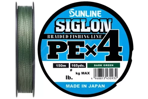 Шнур Sunline Siglon PE х4 150m #0.2/0.076 mm 3lb/1.6 kg (колір: темно-зелений)