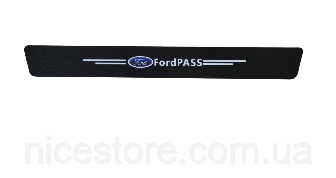 Наклейка на задній бампер карбонова FordPASS всі моделі та інші марки автомобілів 90х7см, фото 1