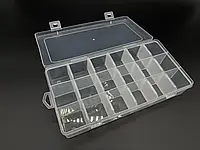 Пластиковый органайзер на 18 отсеков прозрачный с крышкой 230х120х40 мм для хранения