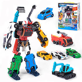 Трансформер робот Magma6, пластик, 6 машинок, 17*10*22см (535)