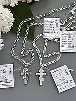 Срібний хрестик з ланцюжком православний дитячий набір