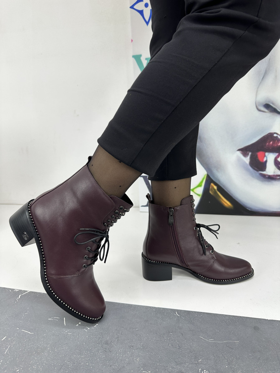 Женские ботинки Berloni 224 бордовая кожа на шнуровке 37 - фото 1 - id-p1254092672