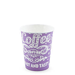 Стакан паперовий одношаровий КАВА ФІОЛЕТОВИЙ 250мл (В)(КР-76)(50шт/уп)(1250ящ)