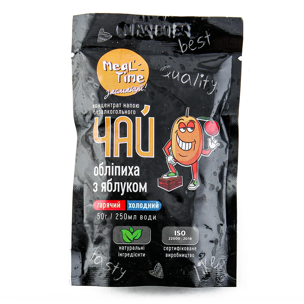 Концентрат напою безалкогольного "Чай обліпиха з яблуком" TM "Meal Time" дойпак 50г (12шт/уп), фото 1