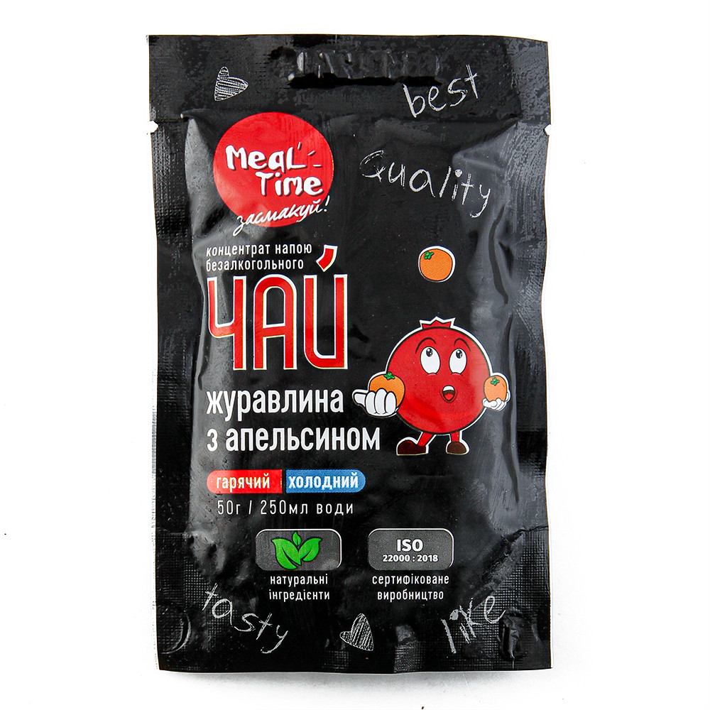 Концентрат напою безалкогольного "Чай журавлина з апельсином" TM "Meal Time" дойпак 50г (12шт/уп), фото 1