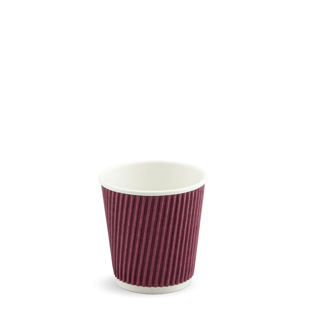 Стакан паперовий гофрований БУРГУНДІ ЄВРО 110мл (FC)(25шт/уп)(500ящ), фото 1