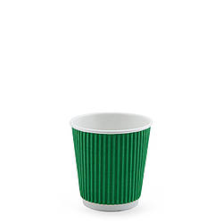 Стакан паперовий гофрований ЗЕЛЕНИЙ ЄВРО 110мл (FC)(25шт/уп)(500ящ)