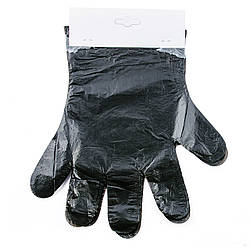 Рукавички одноразові поліетиленові відривні на картоні ЧОРНІ (100шт/уп)