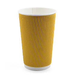 Стакан паперовий гофрований ЖОВТИЙ ЄВРО 500мл (FC)(КР-90)(25шт/уп)(500ящ)