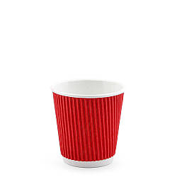 Стакан паперовий гофрований ЧЕРВОНИЙ ЄВРО 110мл (FC)(25шт/уп)(500шт)