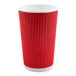 Стакан паперовий гофрований ЧЕРВОНИЙ ЄВРО 500мл (FC)(КР-90)(25шт/уп)(500шт)
