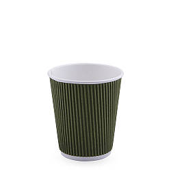 Стакан паперовий гофрований ОЛИВКОВИЙ ЄВРО 275мл (FC)(КР-80)(25шт/уп)(500шт)