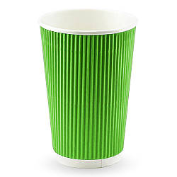 Стакан паперовий гофрований ЗЕЛЕНИЙ 500мл (СS)(КР-89)(20шт/уп)(400ящ)