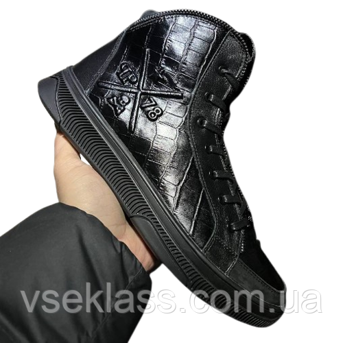 Philipp Plein зимние мужские кожаные черные кроссовки ботинки высокие ...