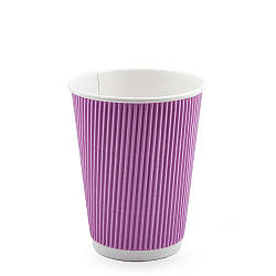 Стакан паперовий гофрований ЛАВАНДОВИЙ ЄВРО 400мл (FC)(КР-90)(25шт/уп)(500шт)