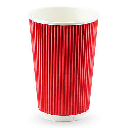 Стакан паперовий гофрований ЧЕРВОНИЙ 500мл (СS)(КР-89)(20шт/уп)(400ящ)