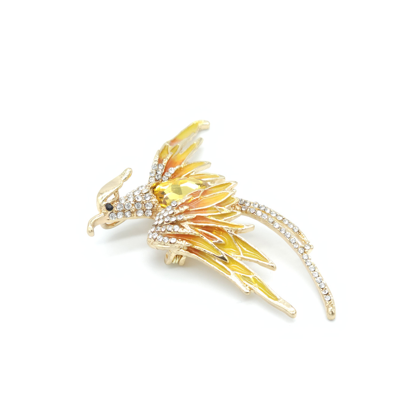 Брошка пташка з камінцями 70х45мм, фото 1