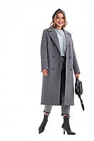 Пальто жіноче зимове, вовняне, двобортне, в клітинку, чорно-біле, 42