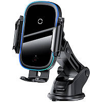 Холдер з бездротовою зарядкою Baseus Wireless Charger Light Electric Car Mount (WXHW03-01) Black