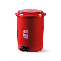 Качественное мусорное ведро с педалью 30 л, красный пластик Afacan Plastik