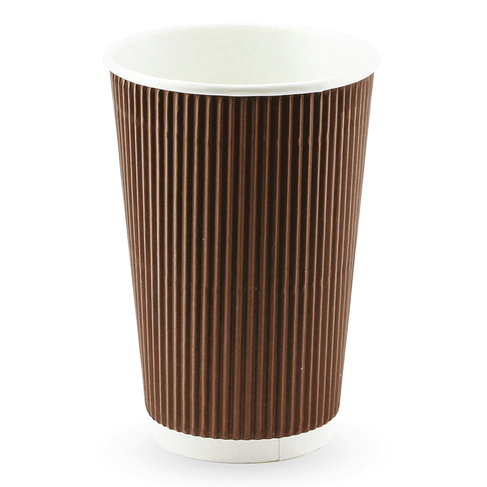 Стакан паперовий гофрований КОРИЧНЕВИЙ 500мл (СS)(КР-89)(20шт/уп)(400ящ), фото 1