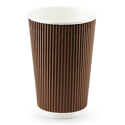 Стакан паперовий гофрований КОРИЧНЕВИЙ 500мл (СS)(КР-89)(20шт/уп)(400ящ)