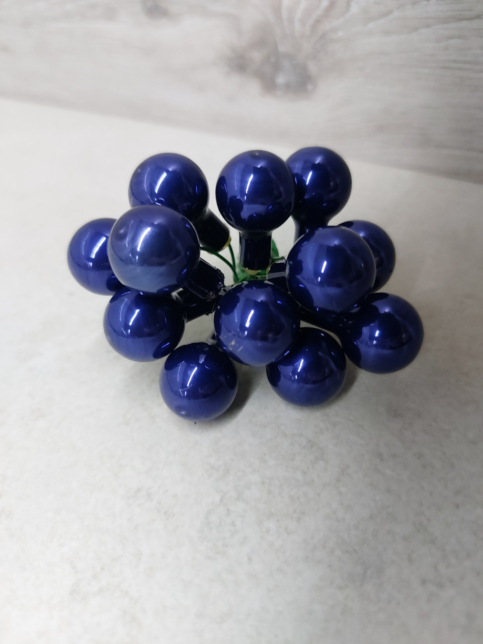 Набір 12 шт. кульки скляні на дроті Голибі/сині 1.5 см, фото 1