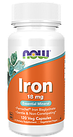 Now Foods iron 18 mg 120 капсул хелатное железо бисглицинат