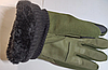 Зимові рукавиці, олива, теплі на хутрі, є ОПТ, три кольори, фото 4